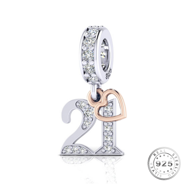 21st Birthday Charm Pandora | 21st Heart Pendant | Charms Kingdom