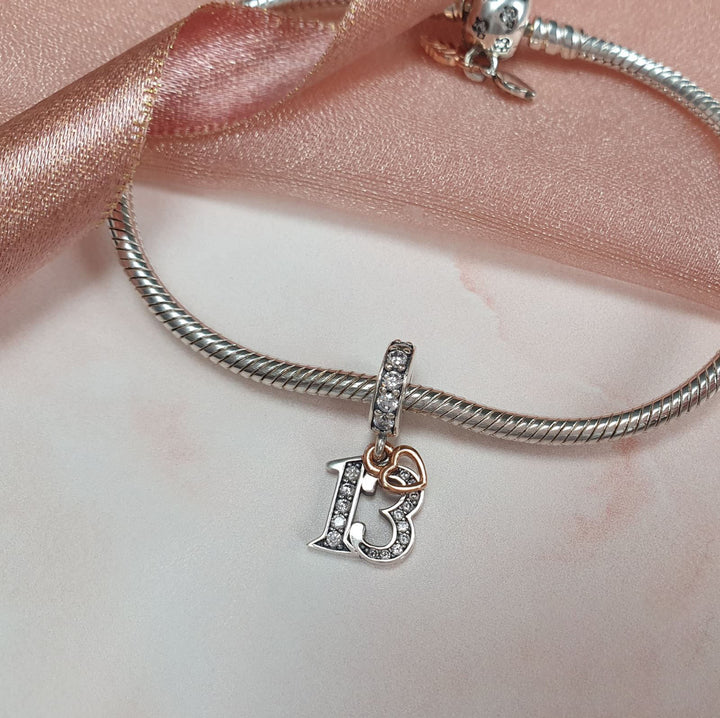 13th Birthday Heart Charm | 13th Birthday Charm | Charms Kingdom