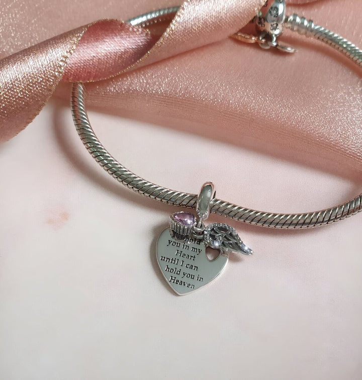 Mum Angel Wings Charm | Silver Fits Pandora | Charms Kingdom