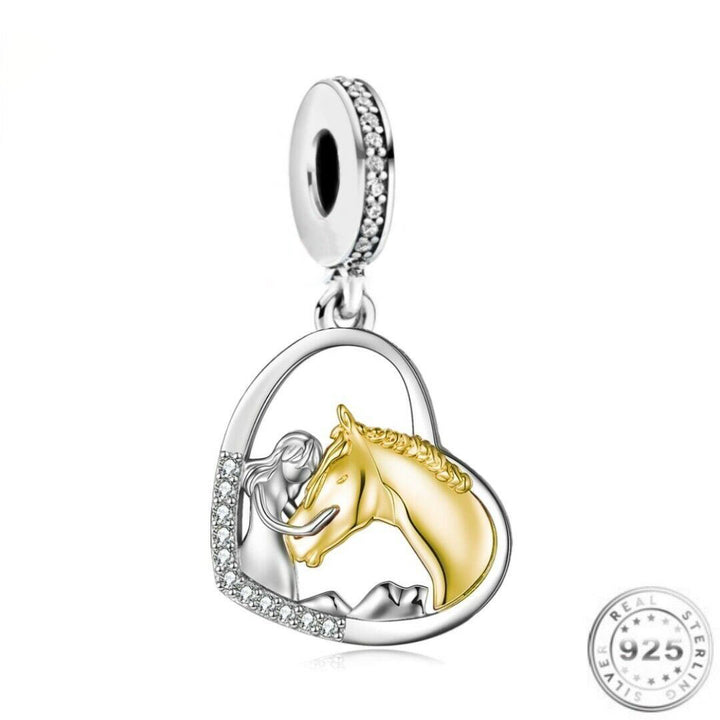 Gold Horse & Girl Charm | Horse & Girl Charm | Charms Kingdom