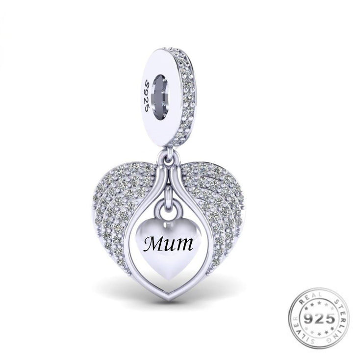 Mum Angel Wings Charm | Mum Angel Wings Pandora | Charms Kingdom