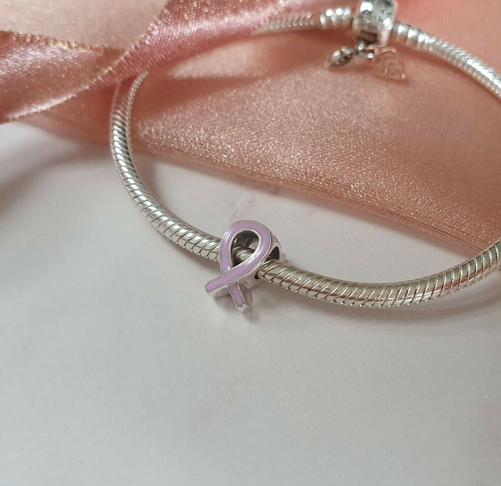 Pink Cancer Ribbon Charm | Pink Cancer Ribbon Pandora | Charms Kingdom