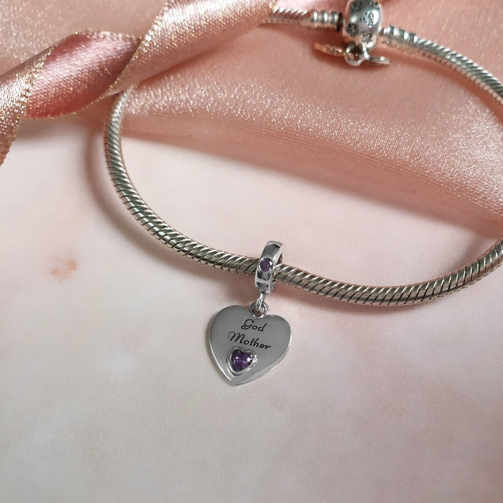 God Mother Heart Charm | God Mother Heart Pandora | Charms Kingdom