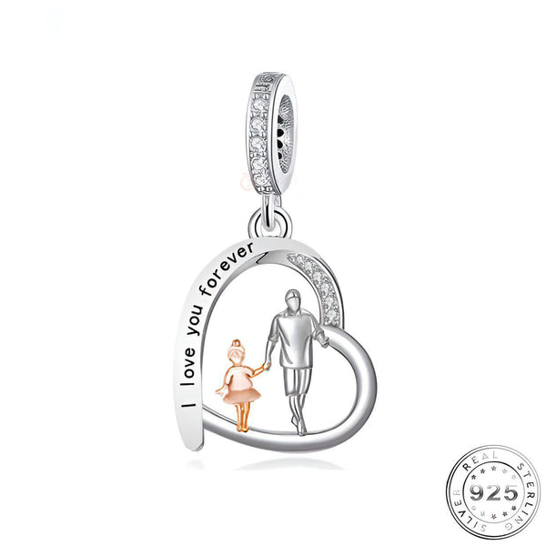 Dad & Daughter Charm I Love You Forever 925 Sterling Silver