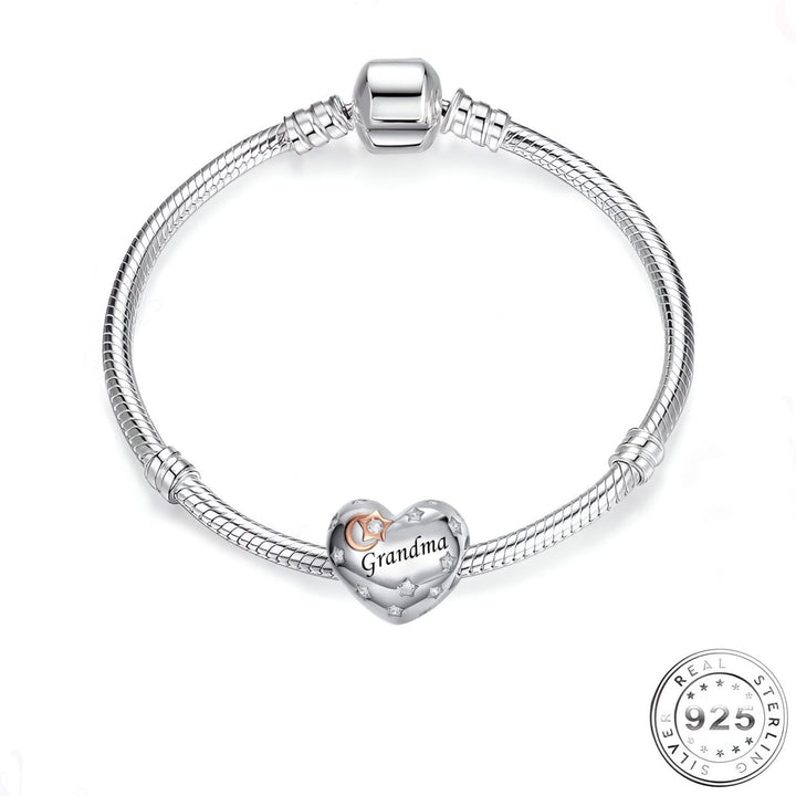 925 Grandma Charm | Heart Sterling Charm | Charms Kingdom