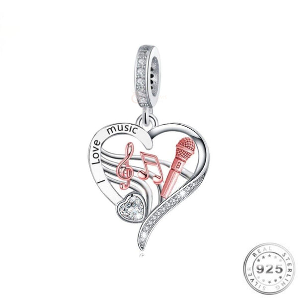 Music Heart Charm | Music Heart Pandora | Charms Kingdom