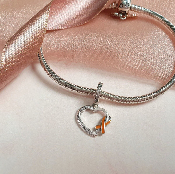 Orange Ribbon Charm | Crystals Orange Ribbon | Charms Kingdom