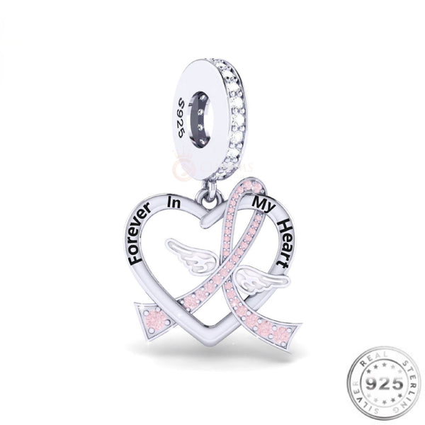 Forever Heart Ribbon Charm | Ribbon Angel Charm | Charms Kingdom