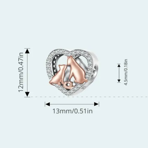 Cat Rose Gold Charm | Cat Rose Gold Charm Pandora | Charms Kingdom