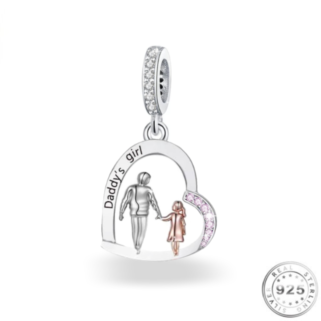 Daddy's Girl Heart Dangle Charm 925 Sterling Silver fits pandora