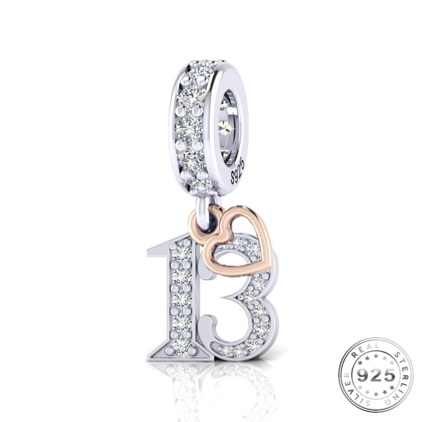 13th Birthday Heart Charm | 13th Birthday Charm | Charms Kingdom