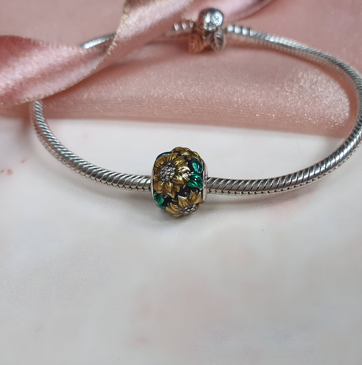 Crystal Sunflower Charm | Crystal Sunflower Pandora | Charms Kingdom