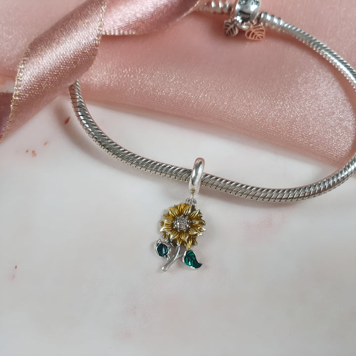 Sunflower Cubic Charm | Sunflower Flower Charm | Charms Kingdom