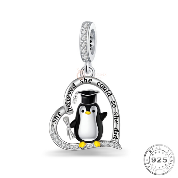 Penguin Graduation Charm | Penguin Graduation Pandora | Charms Kingdom