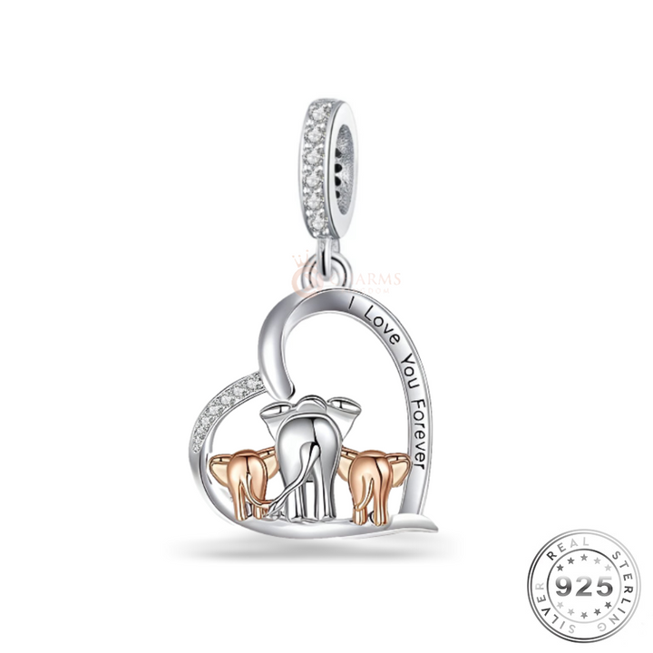 925 Elephants Charm | Rose Elephants Charm | Charms Kingdom