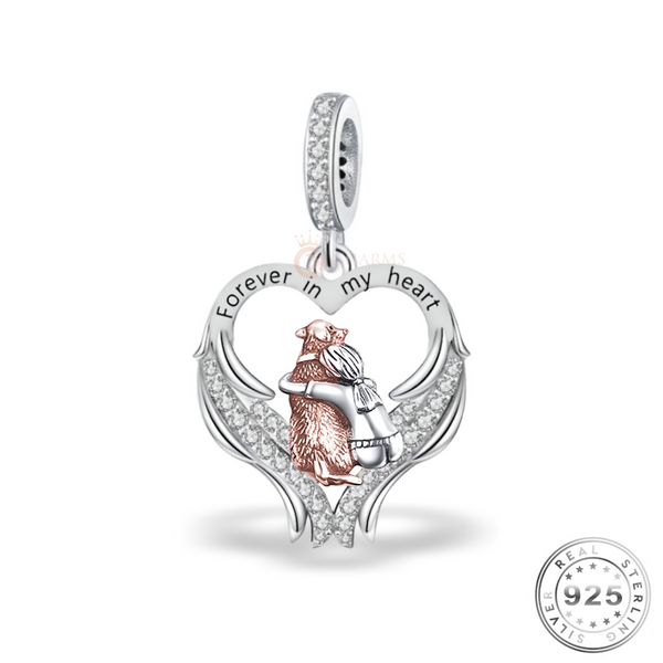 Memorial Angel Wing Dog Charm | Angel Wing Dog Charm | Charms Kingdom