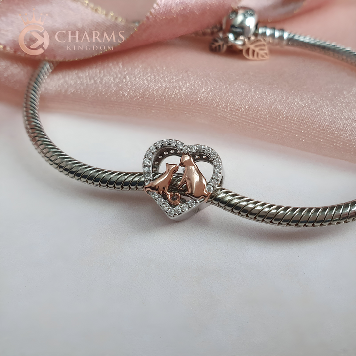 Cat Rose Gold Charm | Cat Rose Gold Charm Pandora | Charms Kingdom