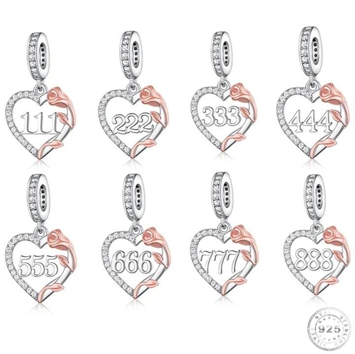 Angel Numbers Charm 925 Sterling Silver (fits pandora )