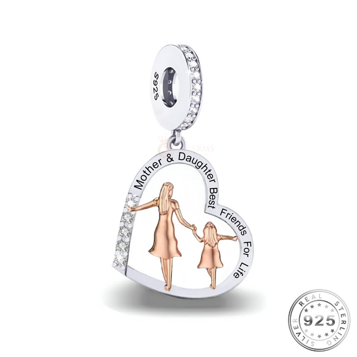 Mum & Daughter Charm 925 Sterling Silver - Best Friends- compatible with pandora