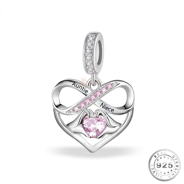 Auntie and Niece Heart Charm 925 Sterling Silver fits Pandora