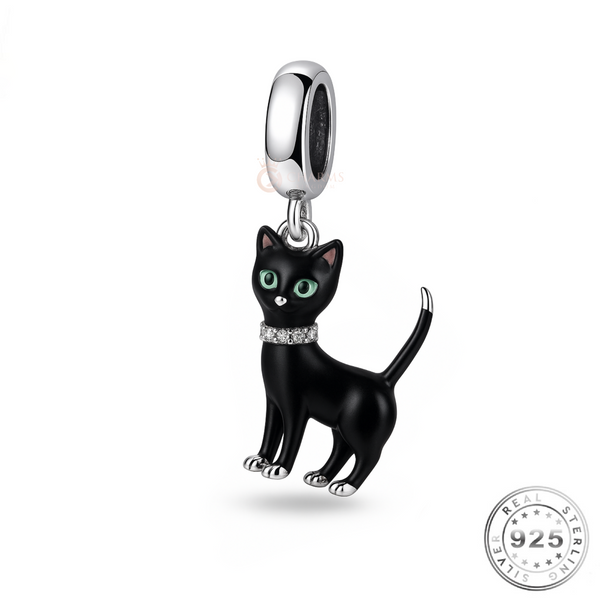 Black Cat Charm 925 Sterling Silver fits Pandora