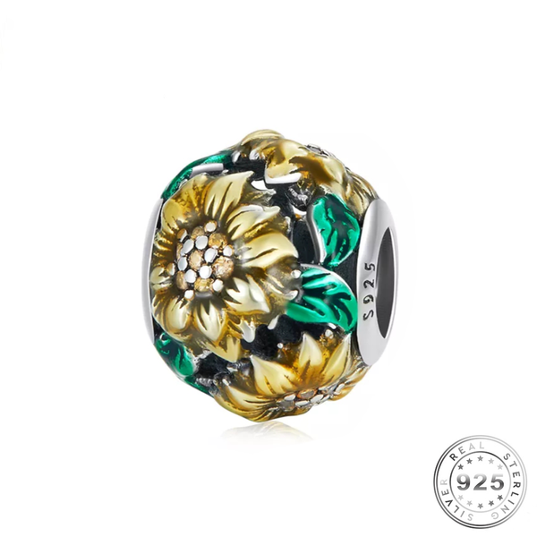 Crystal Sunflower Charm | Crystal Sunflower Pandora | Charms Kingdom