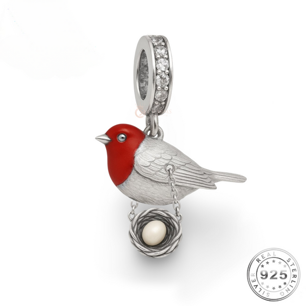 Red Robin Charm 925 Sterling Silver fits Pandora