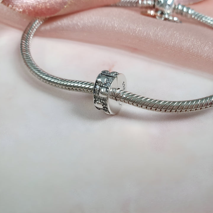 Crystal & Clip Stopper Charm | Crystal Stopper Pandora | Charms Kingdom