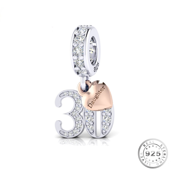 30th Birthday Charm Genuine 925 Sterling Silver Daughter fits pandora moments