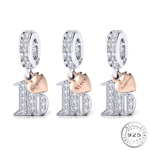 16th Celebration Dangle Charm | Daughter Pandora | Charms Kingdom