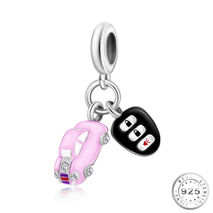 Car & Key Charm 925 Sterling Silver ( fits pandora )