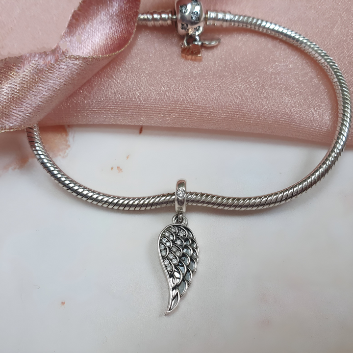 Custom Angel Wing Charm | Silver Angel Wing Charm | Charms Kingdom