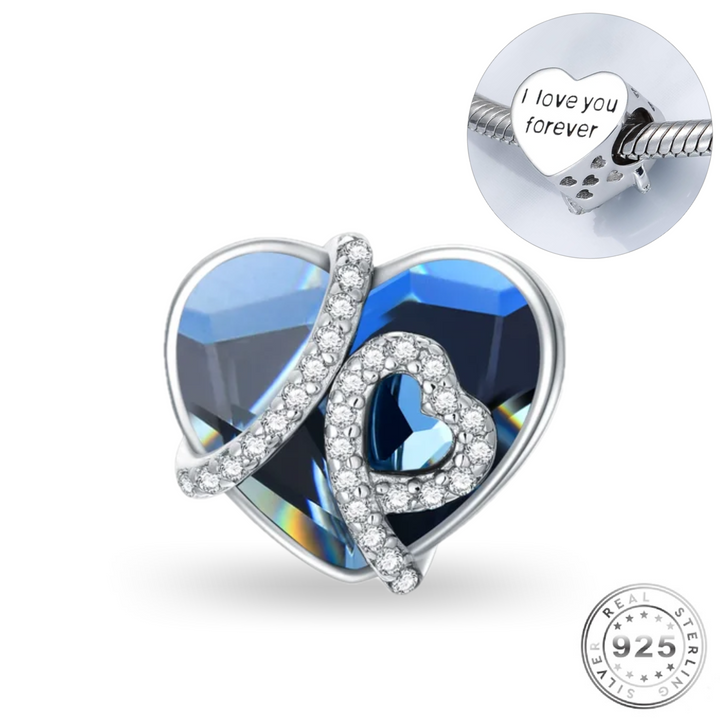 I Love You Forever Blue Heart Charm 925 Sterling Silver Wife Girlfriend Fits Pandora 