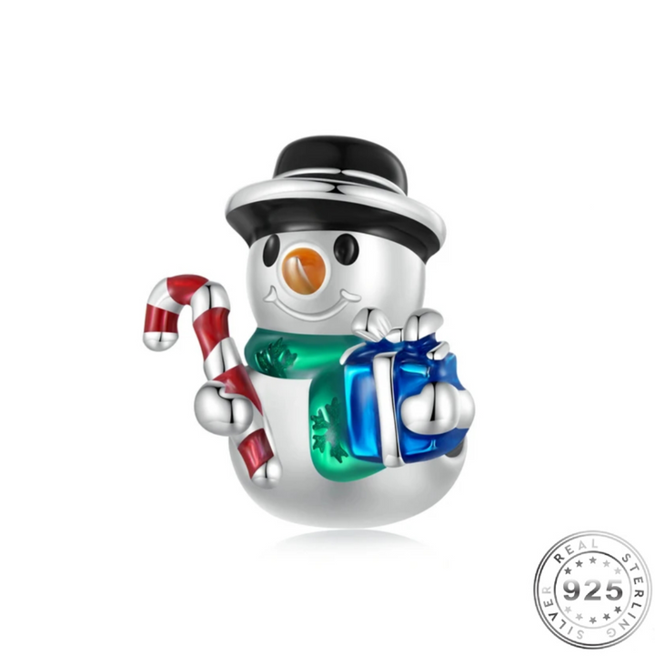 Christmas Snowman Charm 925 Sterling Silver( fits pandora)